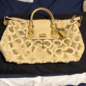 Coach Gold and Cream Signature Tote